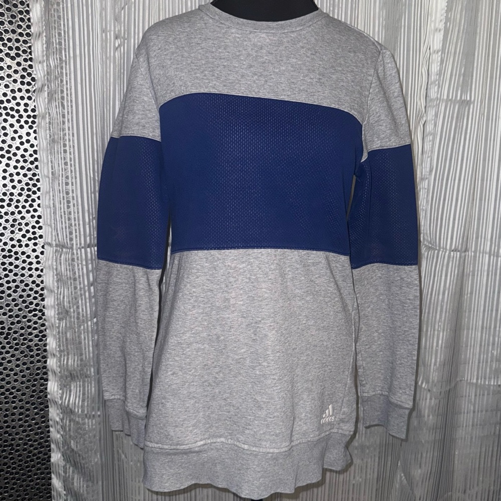 Adidas Woman Crewneck Sweater in Gray and Navy